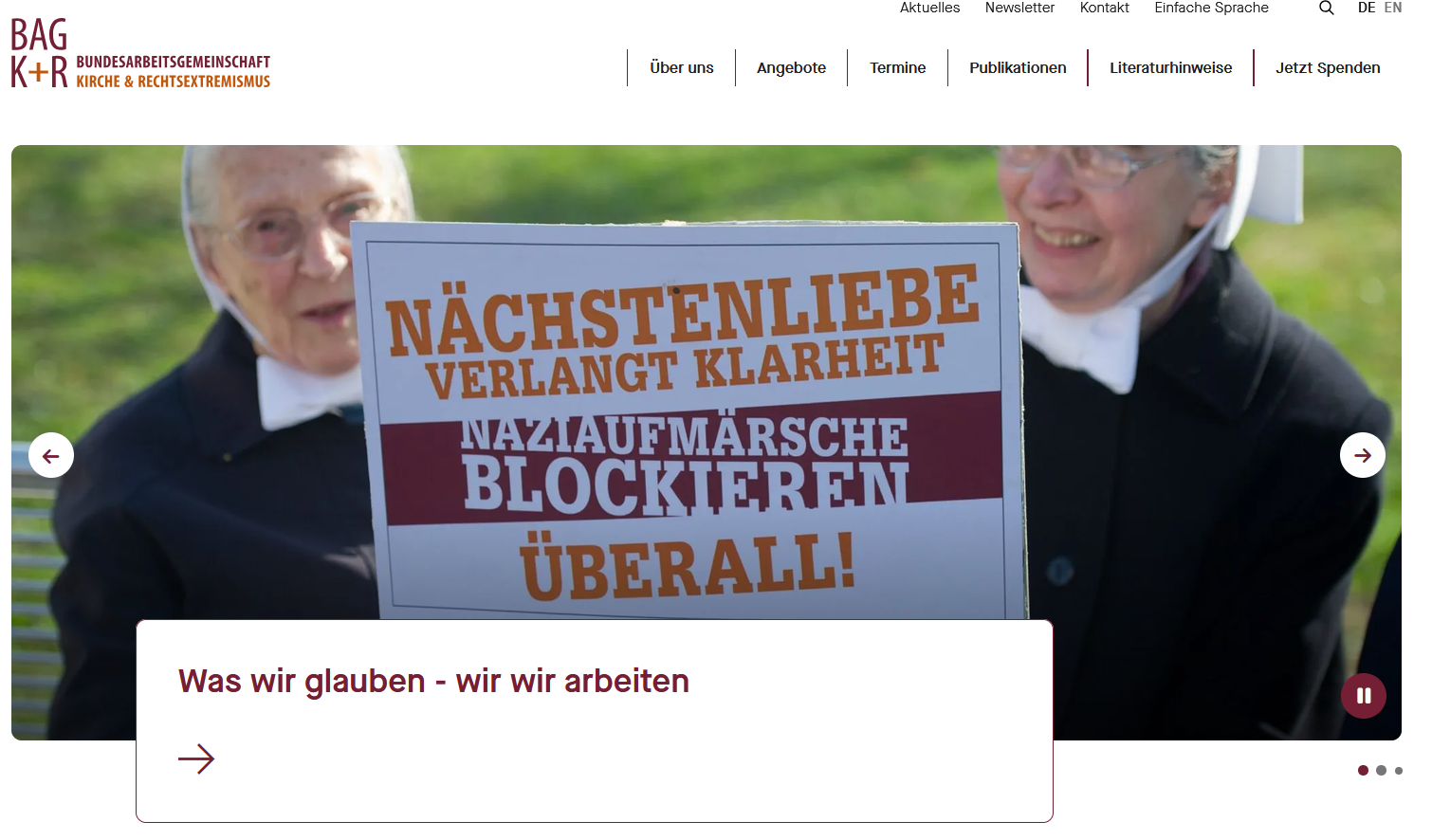 screenshot neue Website der BAG K+R 2026